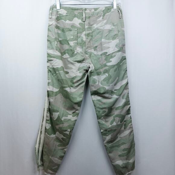 MOTHER The Shaker Chop Crop Fray Linen Tencel Blend Pants Sz 27 Desert Camo - Picture 8 of 16